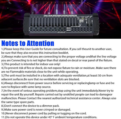 Wiwreenm DJ Controller 384CH Fog DMX-512 DJ Controller Support 30 Banks 8 Scenes 24 fixtures Stage Lighting Console for Program Editing of DJ Lights Show Bar Club Live