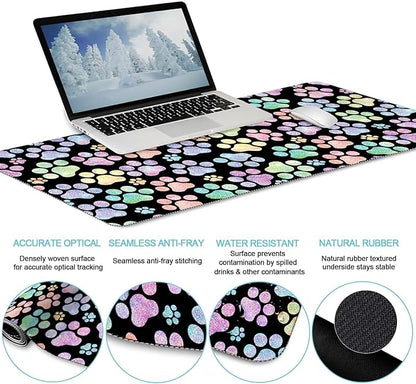 LIMKRIAN Dog Paw Mouse Pad Set XXL Large Desk Mat Pad, Cute Ergonomic Mouse Pad with Wrist Support Wrist Rest for Computer Keyboard, Cup Coaster Cute Cat Paw Office Supplies Desk Decor Accessories