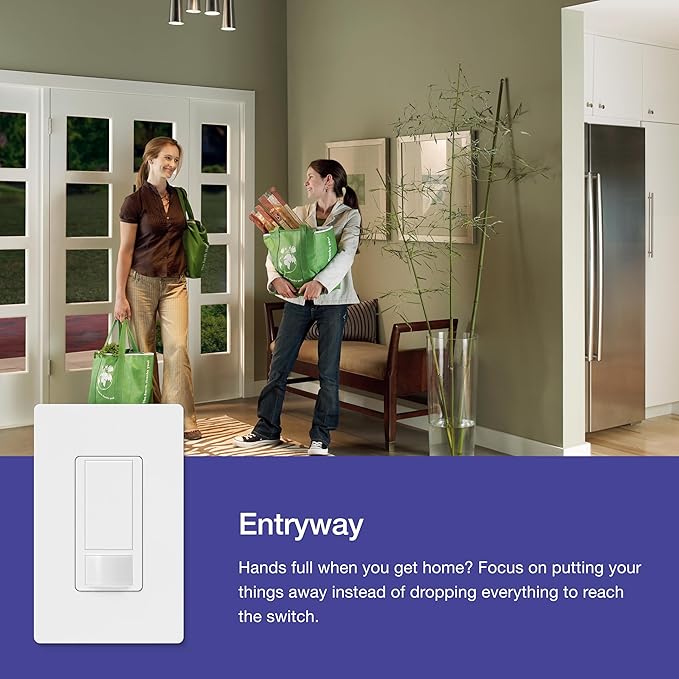 Lutron Maestro Motion Sensor Light Switch Indoor for Bathroom, Garage, Laundry Room, Any Bulbs, Occupancy Vacancy Sensor, Single-Pole, MS-OPS2-TP, Taupe