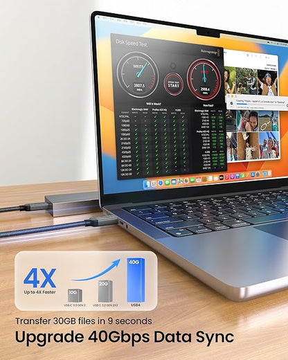 Silkland USB 4 for Long Thunderbolt 4 Cable 10FT, 40Gbps/8K Display/240W Charging, Braided USB C Thunderbolt 3 Cable 3M, USB C Video Cable Compatible for MacBook, iPhone 17/16, SSD, Monitor
