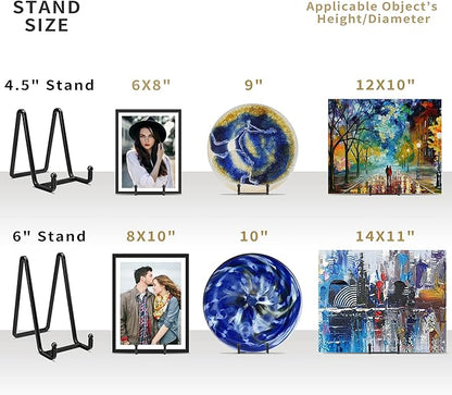 IPAME Plate Stands for Display - 4.5 Inch Metal Square Wire Plate Holder Display Stand + Picture Frame Stand Holder Easel for Book, Decorative Plate, Plaque, Photo, Platter (Black 2 Pack)
