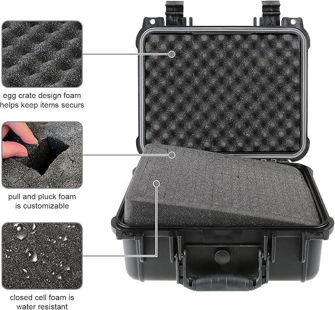 Olympia 13.47" Waterproof Hard Case with DIY Customizable Foam, Fit use of Gear, Equiment, Camera and so on