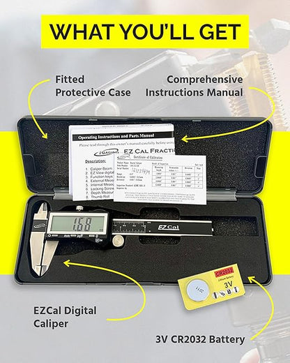 iGaging IP54 Electronic Digital Caliper 0-6" Display Inch/Metric/Fractions Stainless Steel Body