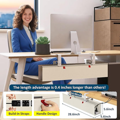 Cotohim Under Desk Cable Management Tray - Under Desk Cord Management - Clamp/Screw Mount - Fabric Wire Management - Cable Raceways Tray Cord Hiders for Office/Home (Beige, 35.8"×5.6")