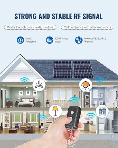 Black Remote Control Outlet, WILAWELS Wireless Remote On Off Switch for Outlet, Remote Light Switch for Lamp, Light, Programmable, 100ft RF Range, 15A/1875W, Battery Included, FCC Listed H11RC1106