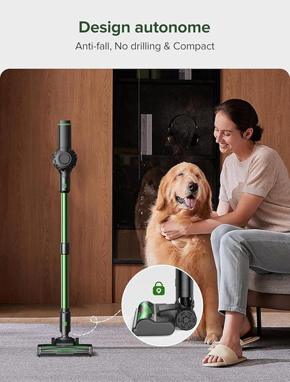 Vexilar Cordless Vacuum Cleaner, 550W/45Kpa/60Mins, Cordless Stick Vacuum Cleaner with Self-Standing and Touch Screen, 6-in-1 Lightweight, Rechargeable Vacuum for Pet Hair Carpet Hardwood (Green)