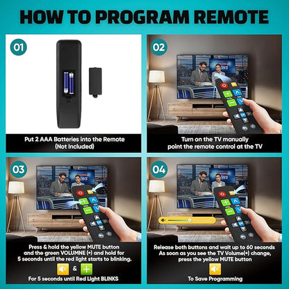 EZclicker Big Button Universal TV Remote (Black) Simple Easy to Use, Great for Seniors, Works with Major TV Brands (2xAAA Batteries Not Included)