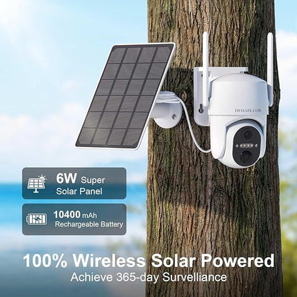 HOSAFE.COM 4G LTE Cellular Security Camera Outdoor, No WiFi Security Camera Outside, Wireless Security Cameras Outdoor Solar Powered, 360 Ptz, Human Sensor, 2K HD, 2-Way Talk, IP66, 2 Pack