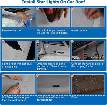 AMKI 16W Bluetooth Twinkle Fiber Optic Star Ceiling Lights Lamp Kit, LED RGBW Engine Driver APP/Remote Control, Mix 335 Strands (0.75mm+1mm+1.5mm) 9.8ft/3m Long + Crystal