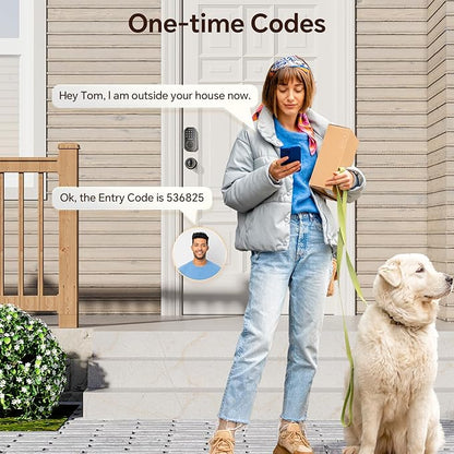 VCHOO Keyless Entry Door Lock Set WiFi Smart App Control Door Lock for Front Door Keypad Deadbolt with 2 Knobs Auto Lock One Time Codes Easy Install, Bronze