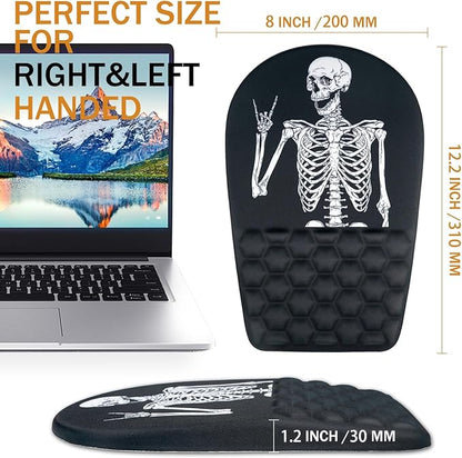 BOCHEERY Ergonomic Mouse Pad Wrist Support,Upgrade Mousepad with Massage Design,Non-Slip PU Base Desktop Mouse Pads for Pain Relief, Computer, Office & Home,12 x 8 in（F-Black Human Skeleton）