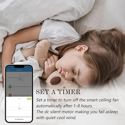 SMAAIR Smart Ceiling Fan with Light, 56inch Indoor and Outdoor ceiling fan with Remote, Compatible with Alexa/Google Assistant/Siri Shortcut, App control with Timer and Schedule(Walnut/Light Wood)