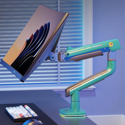 NB Gaming Monitor Arm or for 32 to 60 Inches Screen, Load up to 20 kg, VESA 75/100, RGB-Light, Heavy Duty, Multi Angle Adjustable, Premium Aluminum, Green