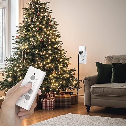 BN-LINK Wireless Remote Control Outlet Electrical Switch for Lights, Fans, Christmas Lights, Small Appliance, 100ft Long Range White 10A/1200W, 1 Remote + 1 Outlet, ETL & FCC Certified