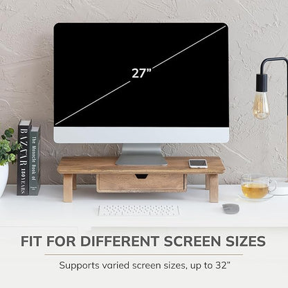 Anji Mountain Monitor Stand - Desktop Organizer & Laptop Riser, Ergonomic Monitor Riser, Space-Saving Monitor Stand for Desk, Durable Construction, Easy Assembly, Ideal for Home & Office,Natural