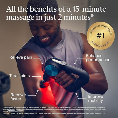 Therabody Theragun PRO Plus - 6-in-1 Deep Tissue Percussion Massage Gun, Handheld Personal Massager for Full Body Pain Relief & Muscle Tension with Biometric Breathwork, Vibration & Heated Attachments