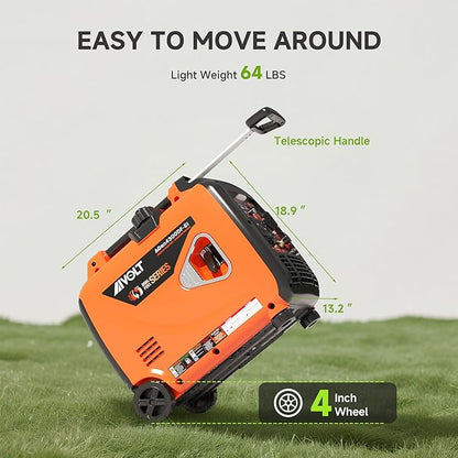 Dual Fuel Inverter Generator 4300W with Wheel Kit, Portable Generator 3-Way Remote/Electric/Recoil Start, Auto-Switch, Ultra-Quiet for RV Camping & Home Backup