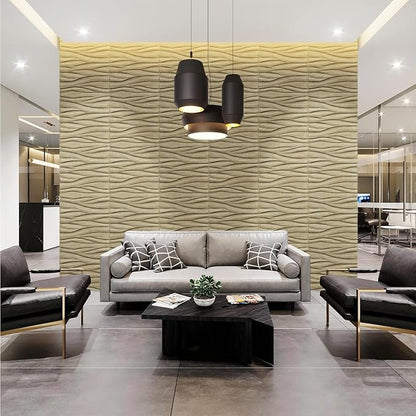 STICKGOO 3D Wall Panels for Interior Wall Decor, Wood 3D Textured Wall Decor Panels, Natural Oak Wave Design Accent Wall Panels for Living Room, Office