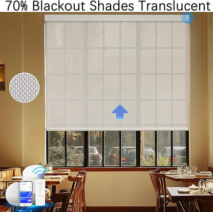 COOLWINDS Motorized Blinds with Remote Cordless Automatic Motorized Shades Custom Blinds for Windows Smart Curtains Compatible with Alexa Google Home(Solar Beige,W57 x H72in)