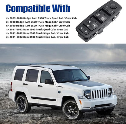 Driver Side Power Master Control Window Switch Replacement for 2009-2012 Dodge Ram 1500 2500 3500, OE Replace 4602863AD 4602863AB 4602863AC 901-473