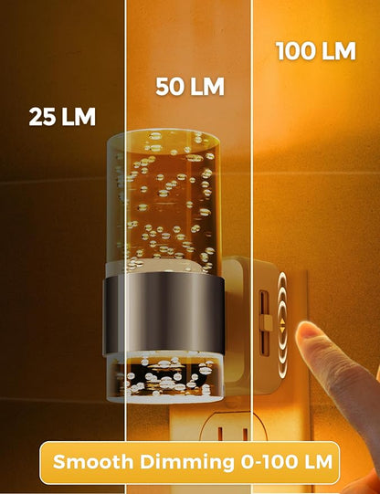 L LOHAS LED Night Light,Dimmable Night Lights Plug into Wall, Acrylic Nightlights with 0-100 LM Adjustable Brightness, Amber Plug in Night Light with Dusk to Dawn Sensor, for Bathroom Hallway