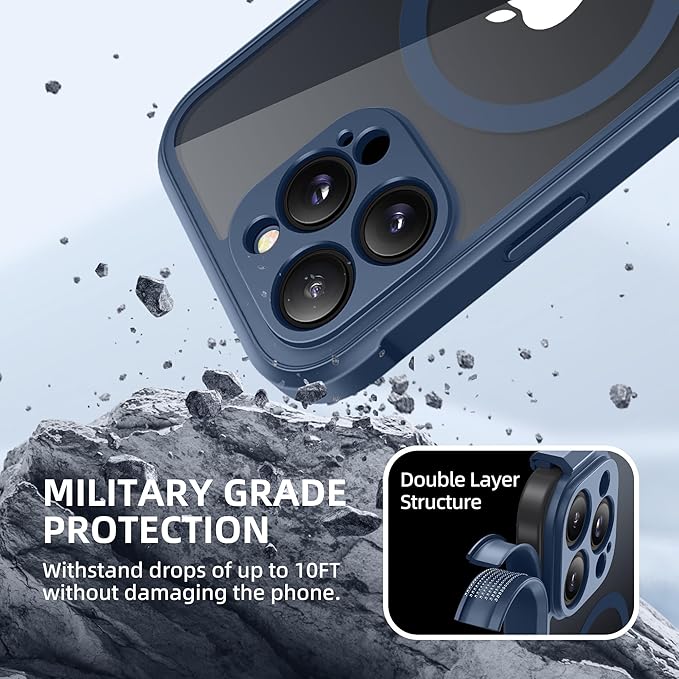 BERFY Magnetic for iPhone 16 Pro Case, Compatible with MagSafe, Built-in Privacy Screen Protector and Upgraded Camera Protection, Anti-Spy Full Body Shockproof Phone Case for 16 Pro 6.3", Blue