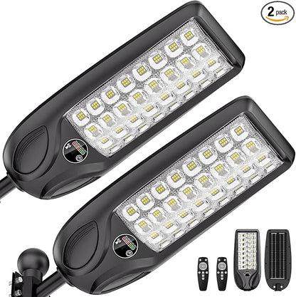 MMKT Solar Lights Outdoor, 8000W 3 Color Solar Street Lights, Commercial Solar Parking Lot Lights Waterproof Dusk to Dawn, Security Flood Lights with Motion Sensor for Yard, Basketball Court 2Pack
