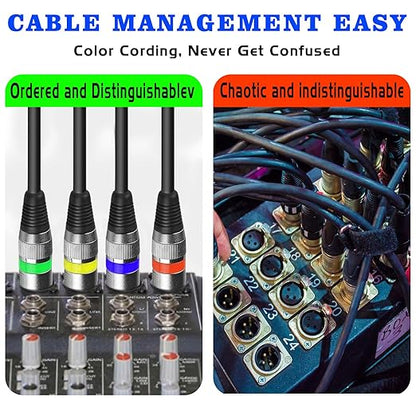 MAD OWL 4 Pack DMX Cables - 1.2m & 3ft XLR Male to Female, Short & Long Stage Light DMX Signal Connection