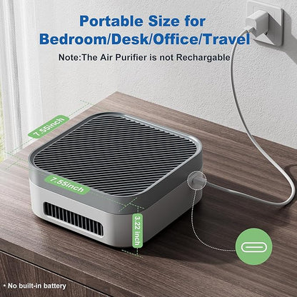 TDBYWAE Air Purifier for Home – True HEPA Filter for Pets, Smoke & Allergies | 600 Sq Ft Coverage | Ultra-Quiet & Portable for Bedroom/Travel