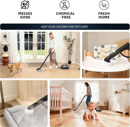 GOATCLEAN Steam Cleaner, Power Steamer for Chemical-Free Home Cleaning, 22-Piece Accessory, Multipurpose Floor Cleaner for Grout, Kitchen, Bathroom, Car, Upholstery, 16ft Cord, High Temperature
