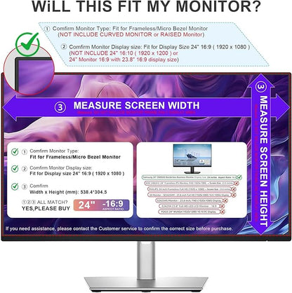 FILMEXT [2 Pack Removable 24 Inch Computer Privacy Screen Filter for 16:9 All-in-One Desktop/Frameless Monitor - Blue Light UV Blocking Privacy Shield for Thin Bezel Computer