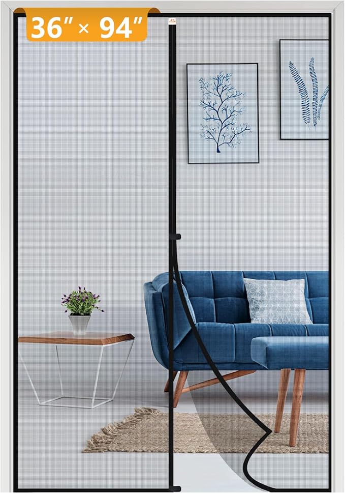 Yotache Screen Doors with Magnets Fits Door Size 36 x 94, Screen Size 38" x 95" Heavy Duty Screen Door Enjoy Fresh Air Black