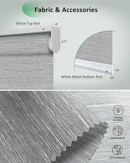 Yoolax Motorized Blinds App Control, Light Filtering Motorized Shades for Windows, Cordless Automatic Roller Shades for Bedroom Living Room Office(Light Filtering Jacquard Gray, 45" W x 72" H)
