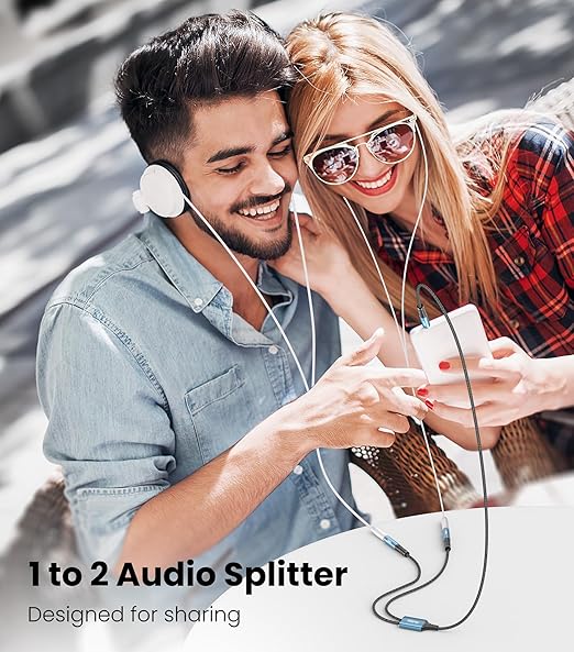 Tisino Headphone Splitter 3.5mm, Aux Splitter 2 Female to 1 Male, 3.5mm TRS Audio Adapter Cable Compatible with PS4/5, Xbox, Nintendo Switch, PC Gaming Headsets, Phone, Tablet, Laptop(0.5m/1.6FT)