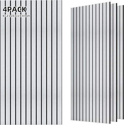 TO-TH Wood-Look Acoustic Panel, 4 Pack 47.2” x 23.6” Soundproof Wall Panels, Decorative Sound Absorbers Large Acoustic Panels for Home, Office, Basement, White Oak