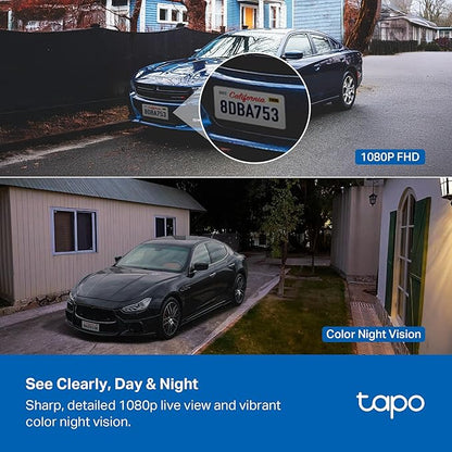 Tapo 1080p Outdoor Wireless Security Camera - Up to 180-Day Battery, Person Detection, Color Night Vision, Subscription-Free Local Storage or Optional Cloud, Works with Alexa & Google Assistant, C401