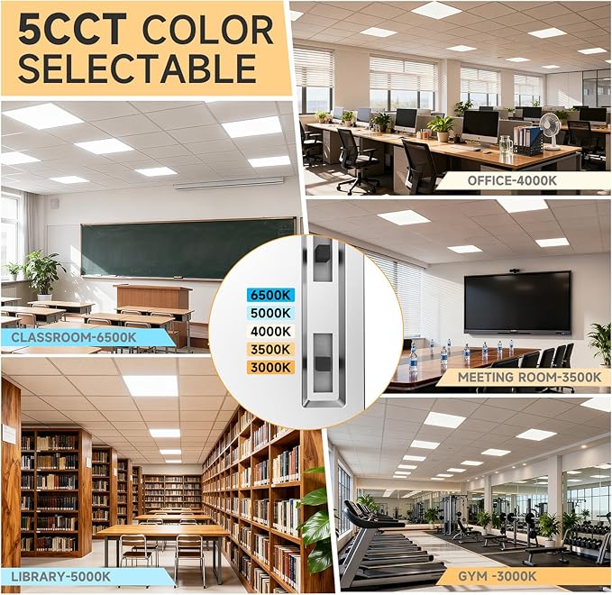 2 Pack 1x4 LED Flat Panel Light Drop Ceiling Office Fixture,Surface Mount Drop Ceiling Fixture,5040LM, 20W/25W/30W/35W/40W Selectable,3000K/3500K/4000K/5000K/6500K 5CCT,Dimmable (0-10V),ETL Listed