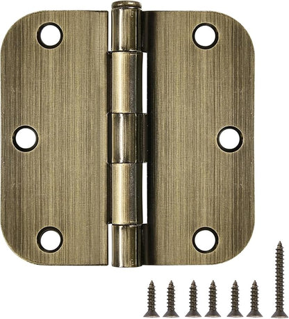 TDCHINGES 3 Pack Antique Brass Door Hinges 3.5 Inch Black Interior 3 1/2" Rounded 5/8" Radius Easy Install Standard Residential Bedroom Indoor for Doors 3 ½" Hardware Control House Home Decor