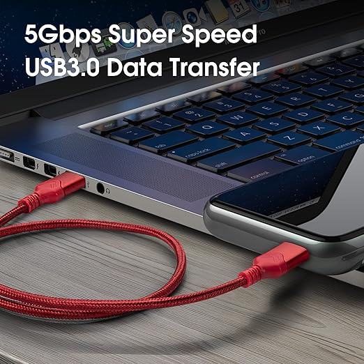 ROFICORD USB 3.0 Male to Male Cable, USB A to USB A High Speed Data Cord Compatible with Hard Disk Drive/Laptop Cooler/Set-top Box/DVD Player/TV/Camera and More (5 FT, Blue)