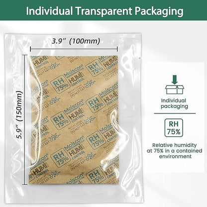 Wisesorb 75% Two-Way Humidity Control Packs, 60 Gram 5 Pack for Storing 1 lb, Size 60 Moisture Control Packets Individually Wrapped, Humidifier Packs for Storage Containers Hydration Packets