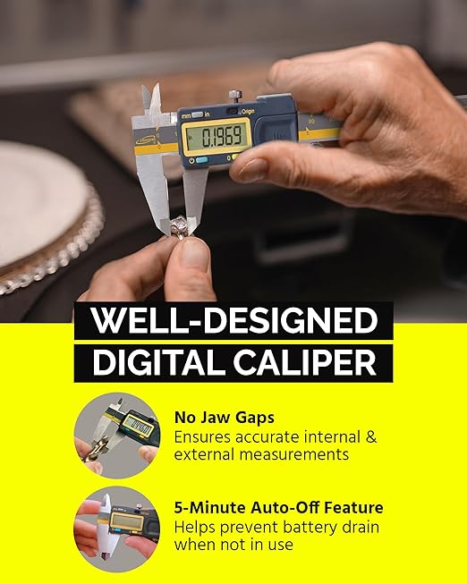 iGAGING Absolute Origin 0-4" Digital Caliper, IP54 Stainless Steel, SPC/USB Output Port, Inch & Metric Modes, Case, Manual