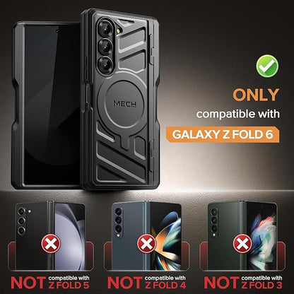 TONGATE for Samsung Galaxy Z Fold 6 Case with Privacy Screen Protector, [Compatible with MagSafe][Anti Spy] Shockproof Z6 Phone Case, Built-in Kickstand & Belt Clip & S Pen Holder for Z Fold 6, Black
