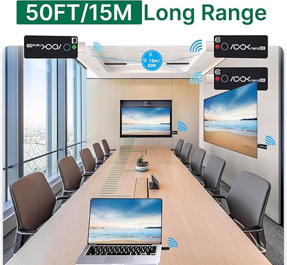 Wireless HDMI Transmitter and 2 Receivers 4K, Ask Nano HDMI Wireless Splitter Presentation Kit for Classroom, Church, and Meeting Room, 50FT Range, Ultra 4K Output, Low Latency, Cast Screen to 2 TVs