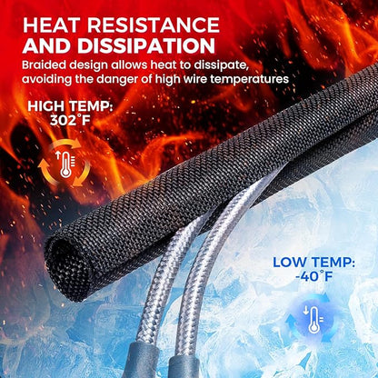 Sonoreboom Braided-Wiring-Loom Black Mesh Woven Split-Sleeves for Automotive/Electrical/Multi-Cable Strings Cabling Management Protector Covering (1/2" - 28 Feet)