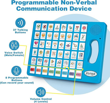 Joyreal AAC Device for Autism, Non Verbal Communication Tools for Speech Therapy & Stroke Rehab. Speech Communication Tablet, Autism Talking Aids with 8 Programmable Buttons & Adjustable Volume