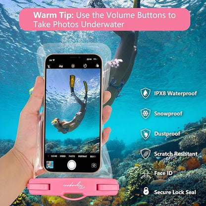 Waterproof Phone Pouch Bag - 7.5in Water Proof Cell Phone Case for Beach Travel Must Haves, IPX8 Dry Bag with Lanyard for iPhone 16 15 Pro Max Galaxy S24+ Pixel 8, Cruise Ship Essentials