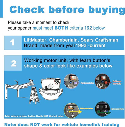 Garage Door Opener Keypad with 2 Garage Door Opener Remote for Liftmaster Chamberlain Craftsman Remote Keypad 877MAX 893LM 893Max 971LM 371LM, Purple Yellow Red Orange Learn Button