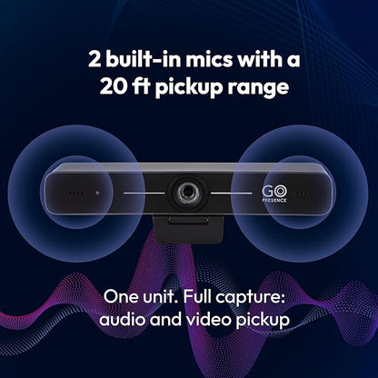 GoPresence Smart 4K Compact Video Conference Camera – Ultra HD 120° Wide Lens, AI Auto-Framing, Noise-Cancelling Mics, 20ft Pickup, Plug-and-Play USB for All Video Conference Platforms – Small Rooms