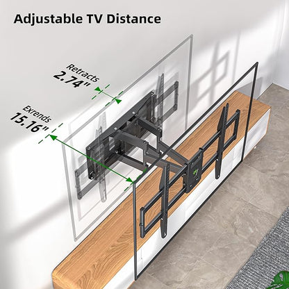 Full Motion TV Wall Mount for Most 37"-84" Flat Screen TV, Swivel or Tilt TV Wall Bracket with Dual Articulating Arms, for 12"-16" Wood Studs, Max VESA 600x400mm, Load 120 lbs by USX MOUNT