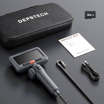 DEPSTECH 10FT Articulating Endoscope Camera with Light: Dual Lens Industrial Borescope with 4.5" Screen and Flexible Cable, Video Inspection Snake Scope Camera Tool for Wall, Auto, Pipe, Mechanics